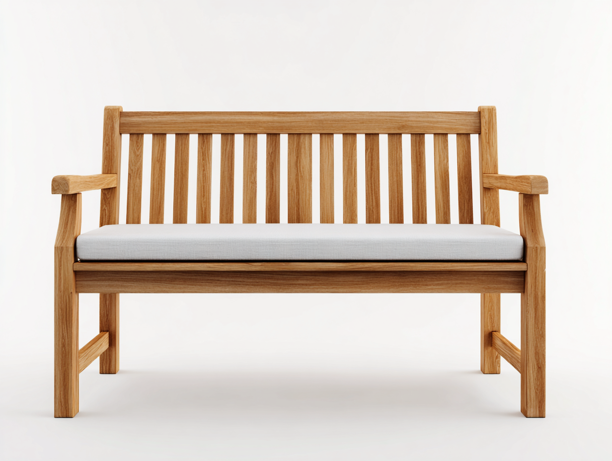 Bancos de jardín de madera con cojín 150x60x90 cm - Madera natural - Estilo clásico para exterior-Luxeuplab