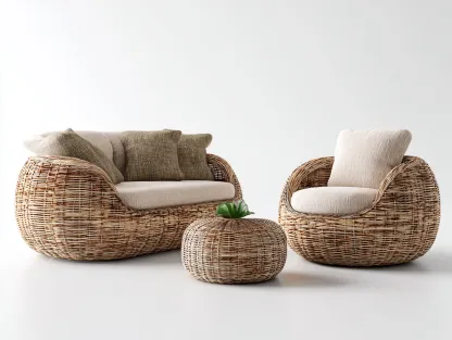 Sofás de jardín de ratán con mesa baja conjunto 3 piezas 130x75x78 cm - marrón - diseño natural para exterior-Luxeuplab