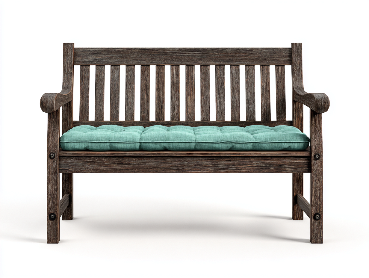 Banco de jardín de madera con cojín 120x60x90 cm - marrón-verde - asiento exterior - diseño clásico-Luxeuplab