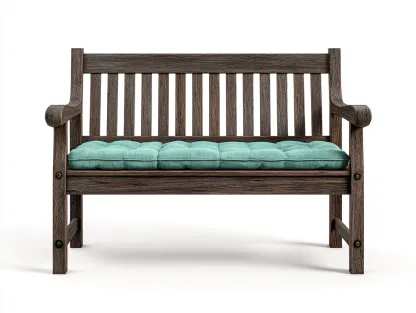 Banco de jardín de madera con cojín 120x60x90 cm - marrón-verde - asiento exterior - diseño clásico-Luxeuplab