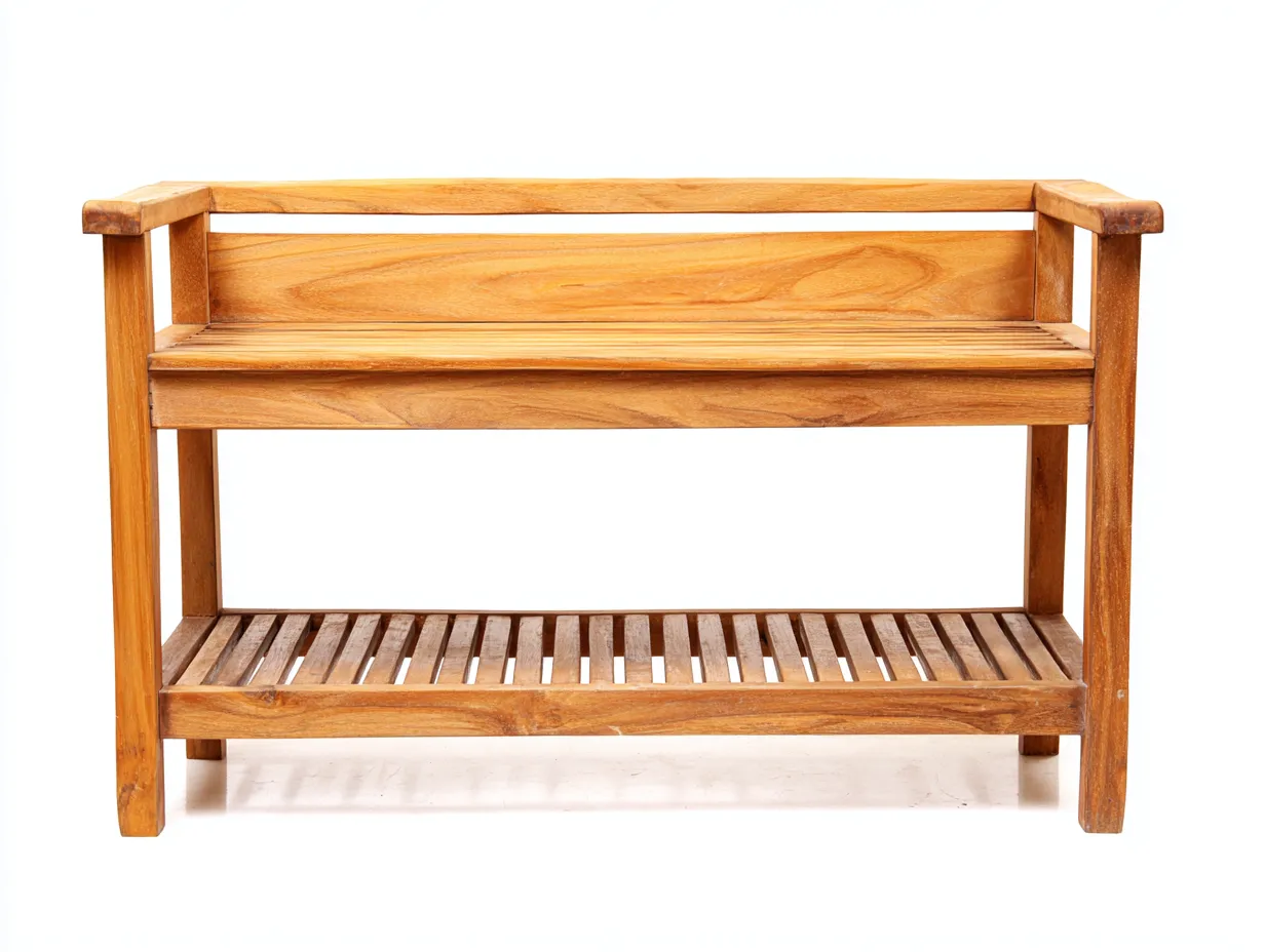 Bancos de jardín de madera con estante inferior 110x45x80 cm - estructura de madera maciza - marrón - diseño natural funcional-Luxeuplab