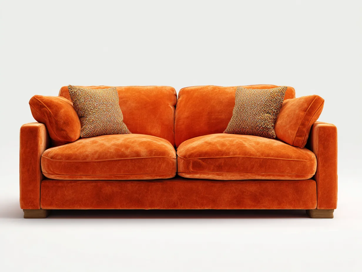 Zweisitzer Sofa-Samt-Holz-180x92x85 cm-Orange-Moderner Stil-Bamboogetlab