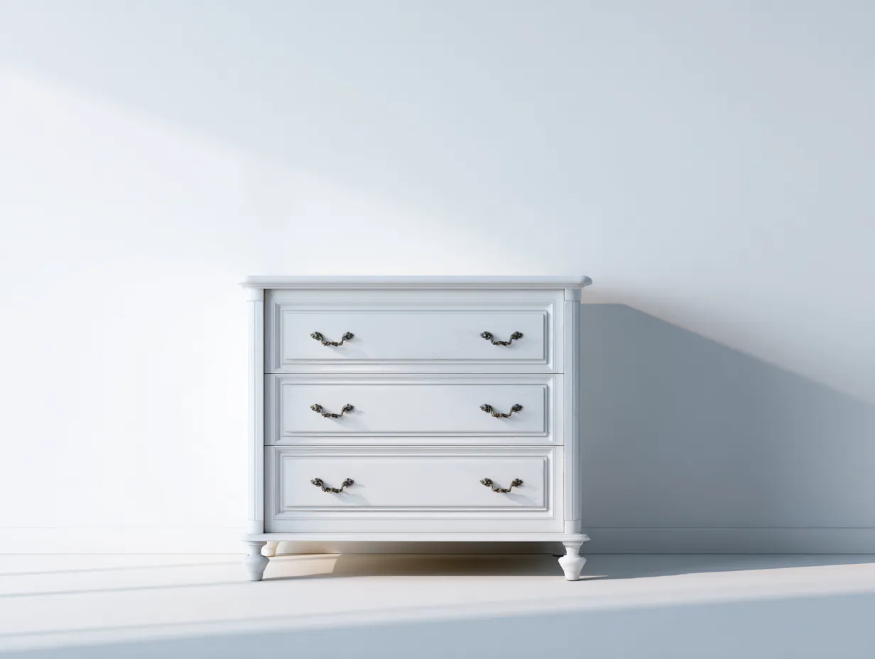 Kommode mit Schubladen-Holz-Metall-92 x 44 x 86 cm-Weiß Klassischer Landhausstil-Bamboogetlab