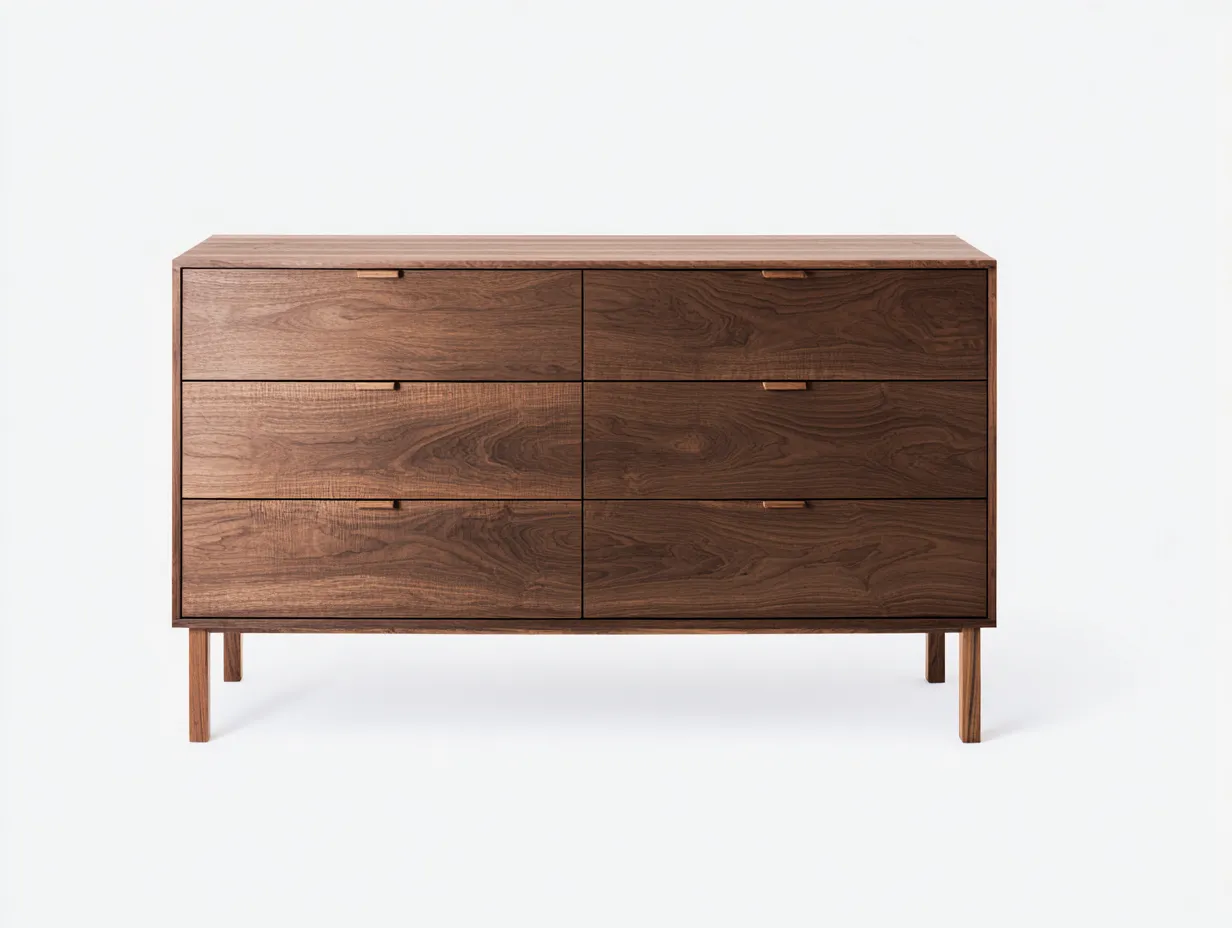 Kommode mit Schubladen-Holz-120 x 42 x 78 cm-Walnussbraun-Mid-Century Modern-Bamboogetlab