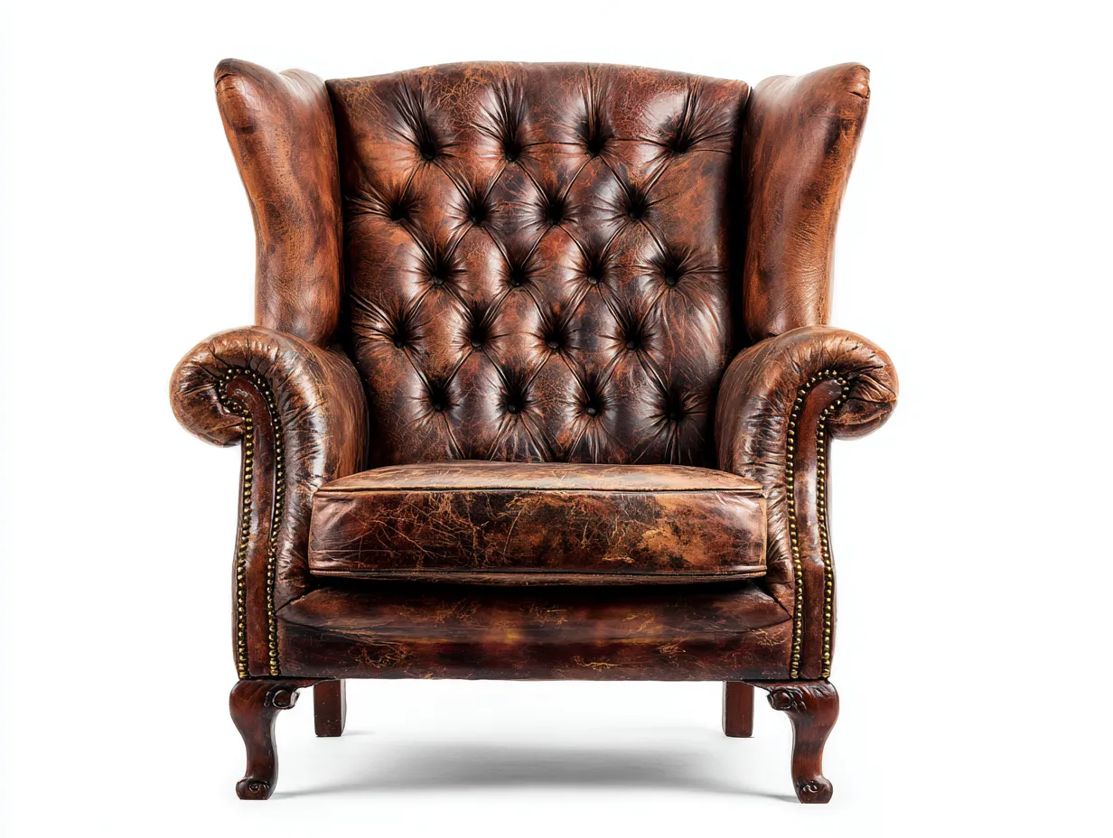 Ohrensessel-Leder-Holz-88 x 94 x 116 cm-Braun-Vintage Chesterfield Stil-Bamboogetlab