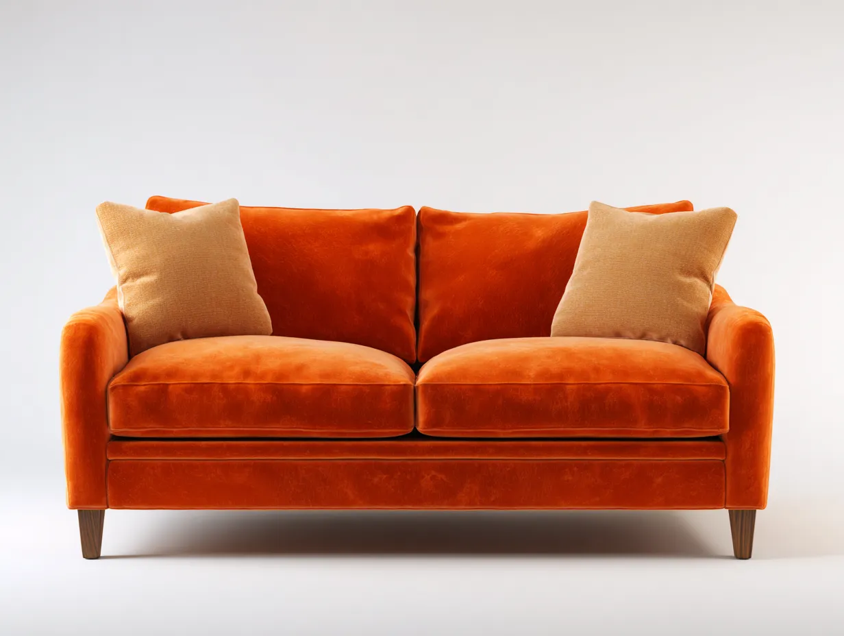 Zweisitzer Sofa-Samt-Holz-176x91x84 cm-Orange-Moderner Stil-Bamboogetlab