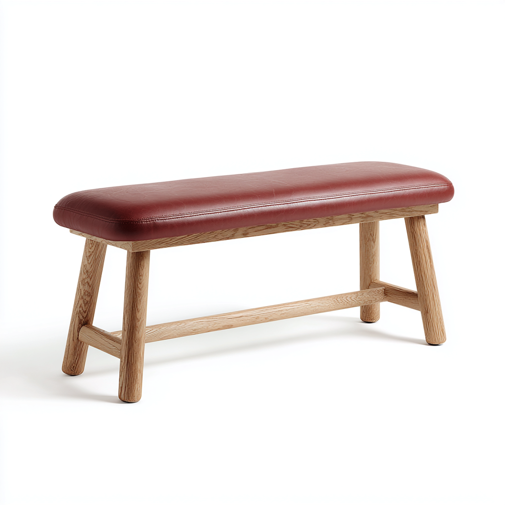 Panca da ingresso - pelle-legno - 110x38x45 cm - marrone rossiccio - stile moderno-Nestgetly