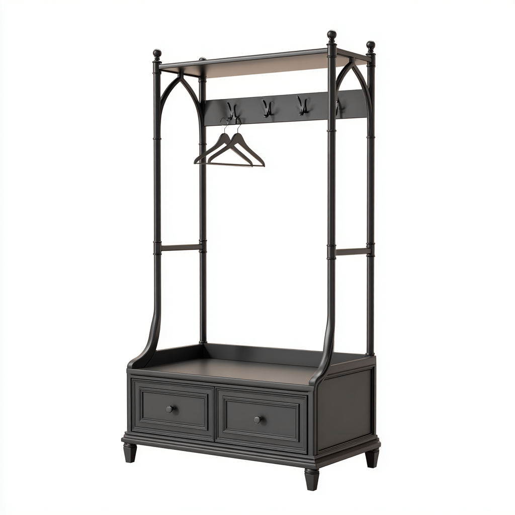 Attaccapanni-metallo-88x42x178 cm-nero-classico-Nestgetly