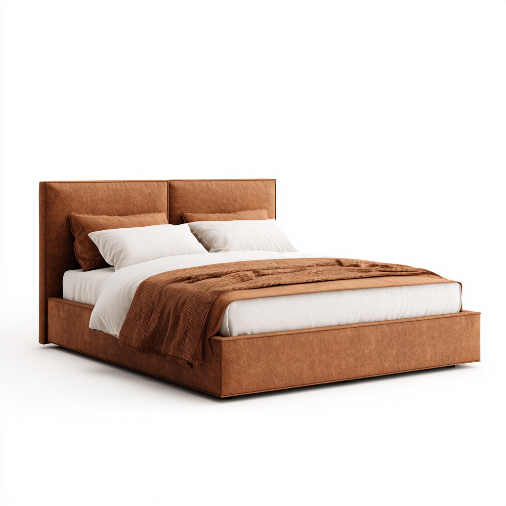 Letto matrimoniale-tessuto-206x164x112 cm-marrone-camera da letto-moderno-Nestgetly