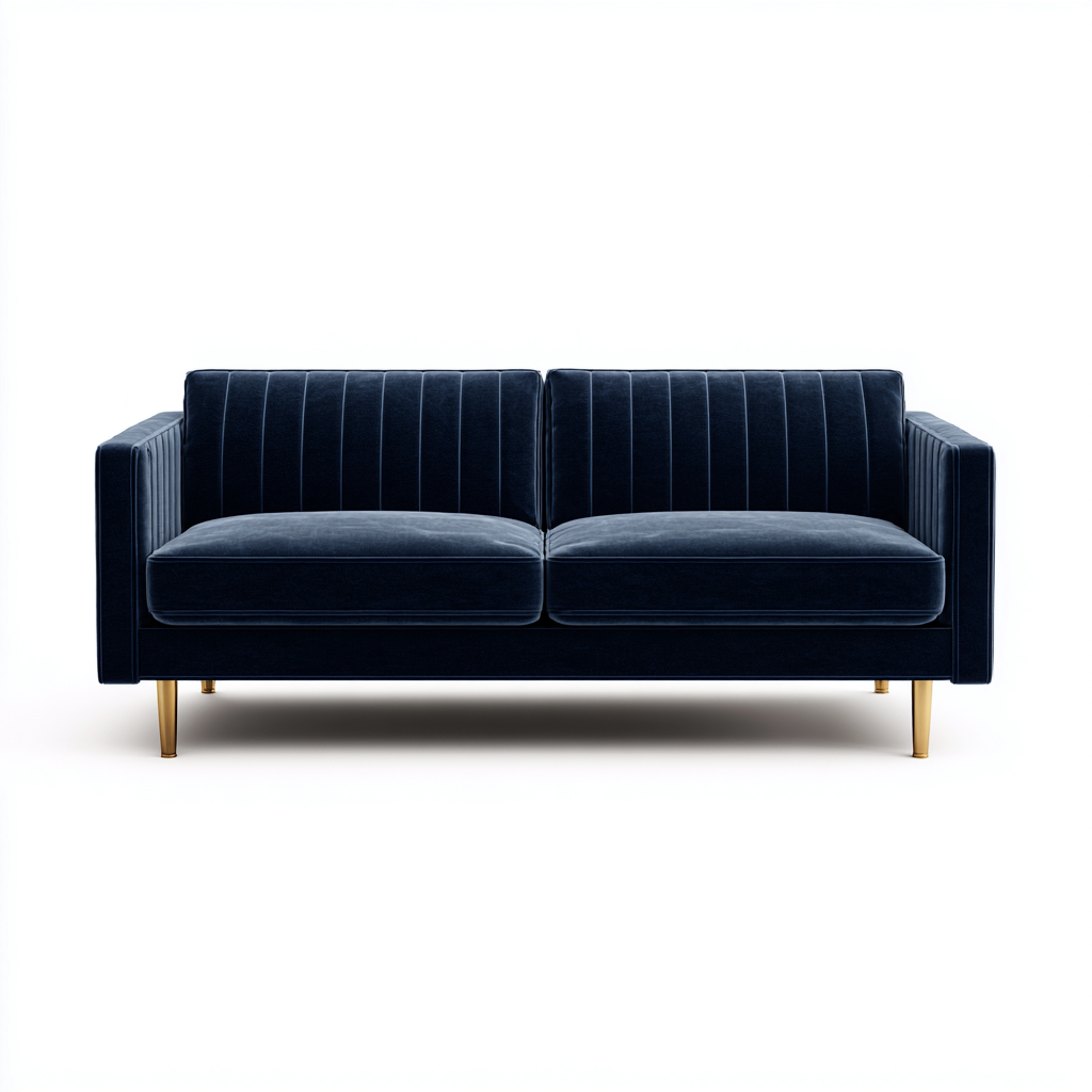 Divani a 3 posti-tessuto velluto-metallo-220x95x84 cm-Blu navy-moderno-Nestgetly