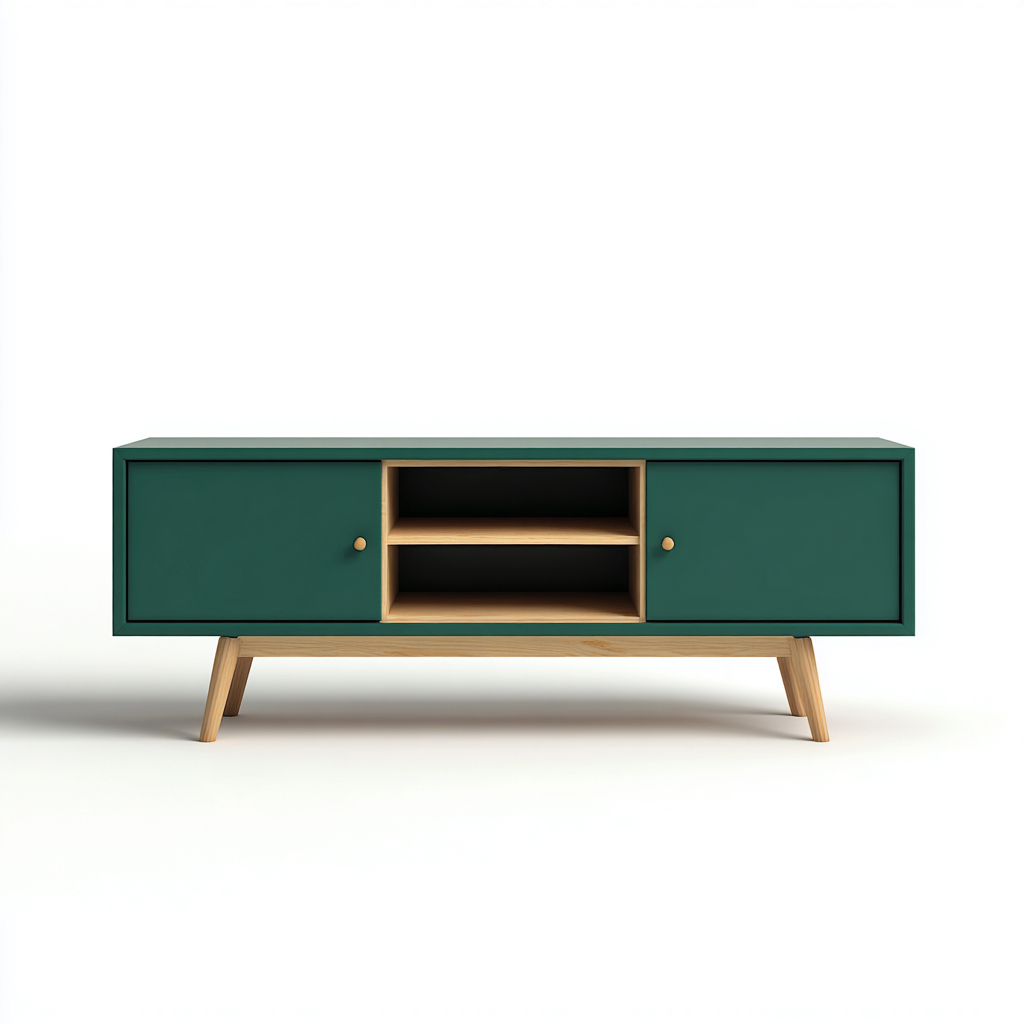 Mobile TV-legno-162x41x48 cm-verde scuro-design moderno-Nestgetly