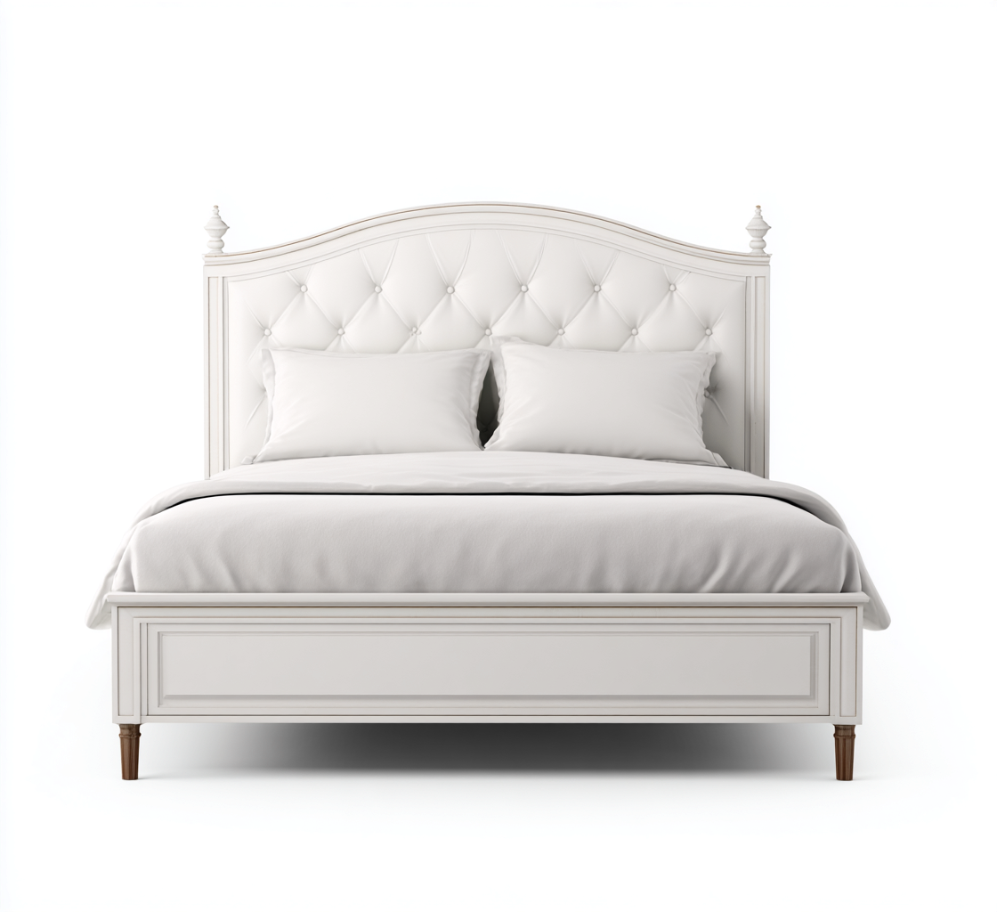 Letto matrimoniale-legno-tessuto-212x172x125 cm-bianco-camera da letto-classico-Nestgetly
