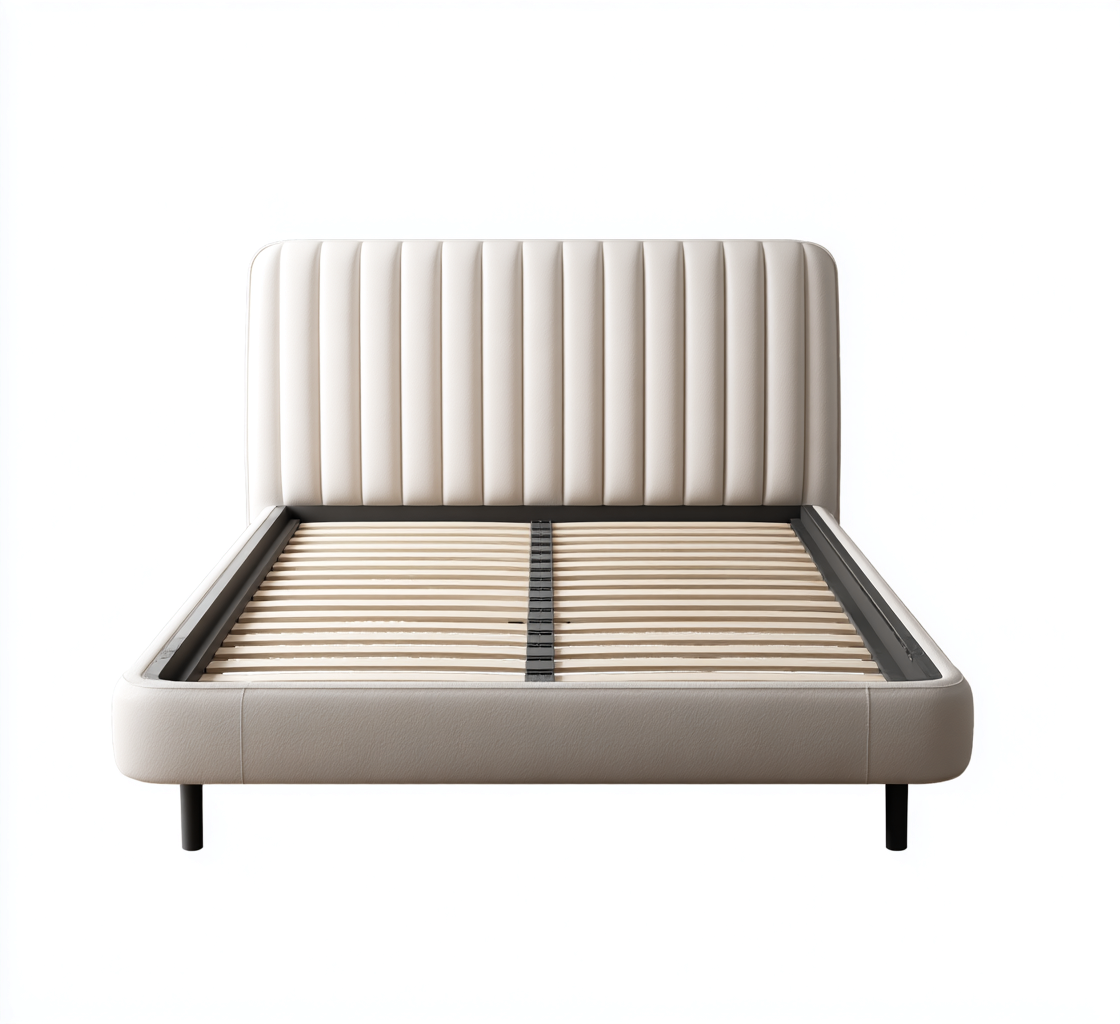 Letto matrimoniale-pelle sintetica-212x178x112 cm-bianco-design moderno-Nestgetly