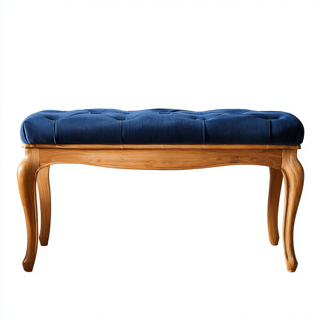 Panca da ingresso - velluto-legno - 124x41x46 cm - blu-naturale - stile classico-Nestgetly