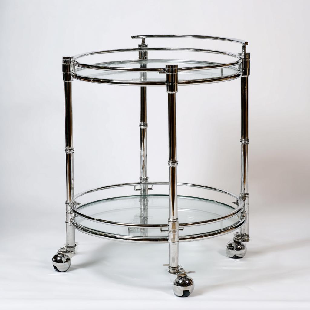 Carrello da cucina - metallo-vetro - 72x72x80 cm - argento-trasparente - stile moderno-Nestgetly