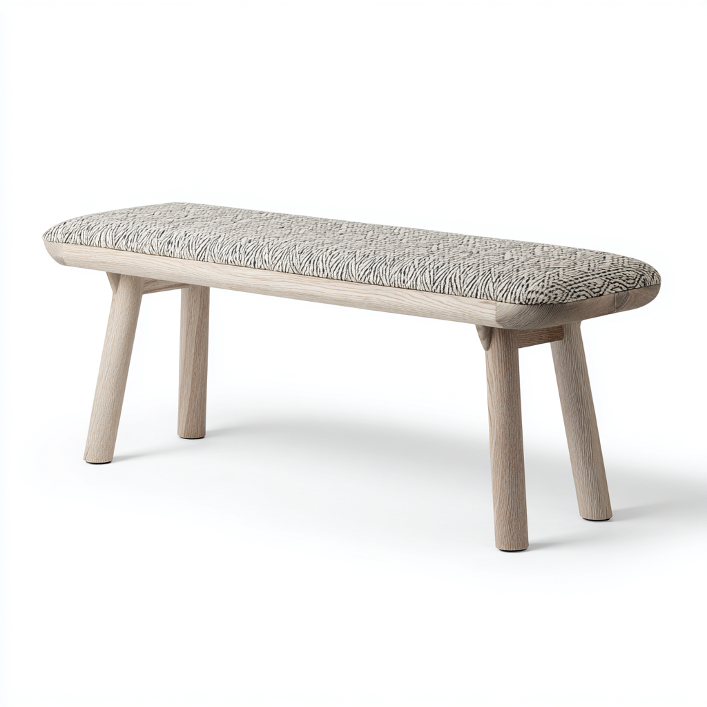 Panca da ingresso - tessuto-legno - 118x36x45 cm - grigio chiaro - stile nordico-Nestgetly