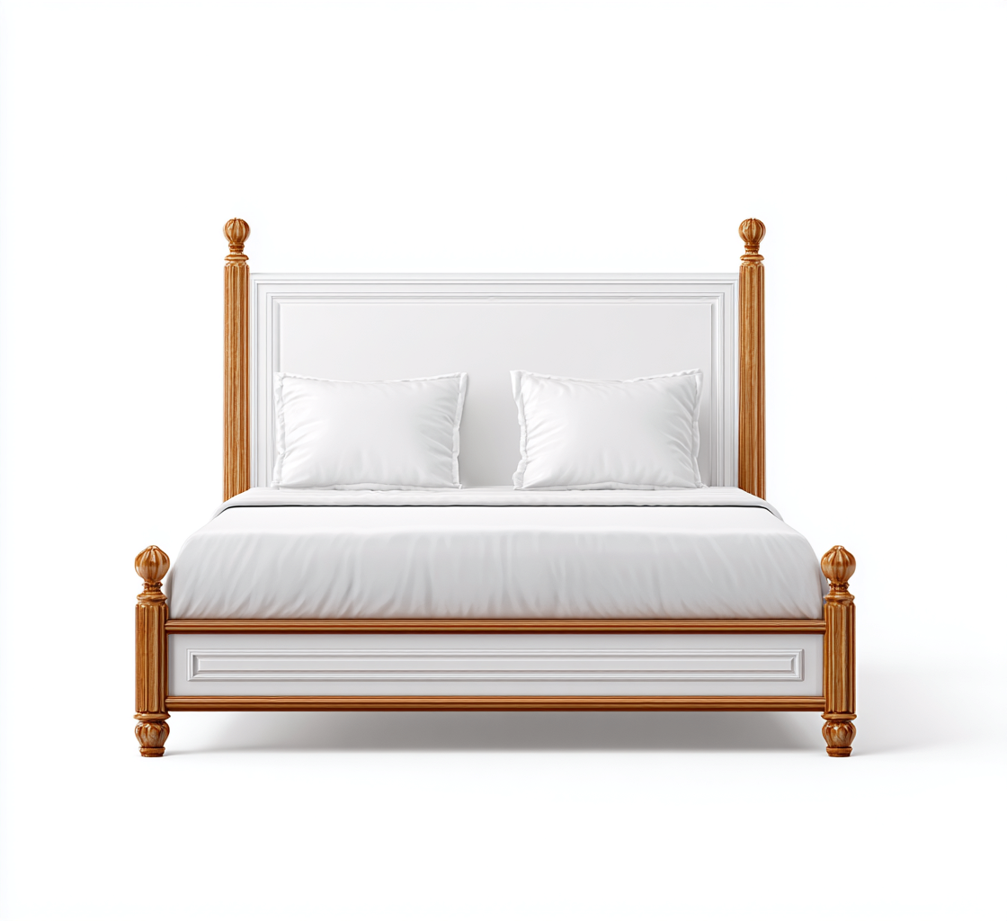 Letto matrimoniale-legno-210x170x132 cm-bianco-camera da letto-classico-Nestgetly