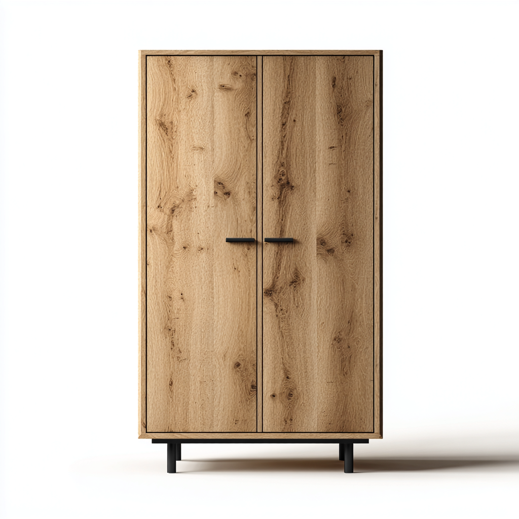 Armadio-legno-metallo-98x52x182 cm-naturale-nero-moderno-Nestgetly