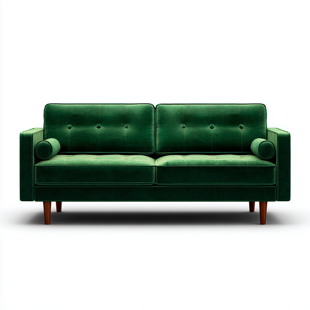 Divani a 3 posti-tessuto velluto-legno-218x94x82 cm-Verde scuro-stile moderno-Nestgetly