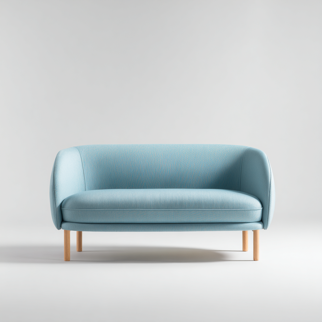 Divani a 3 posti-tessuto-legno-205x90x78 cm-Azzurro chiaro-moderno-Nestgetly