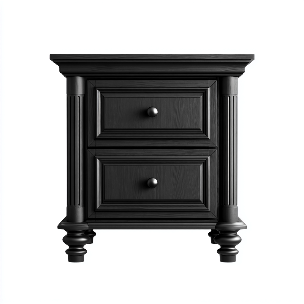 Comodino-legno-50x40x60 cm-nero-stile classico-Nestgetly