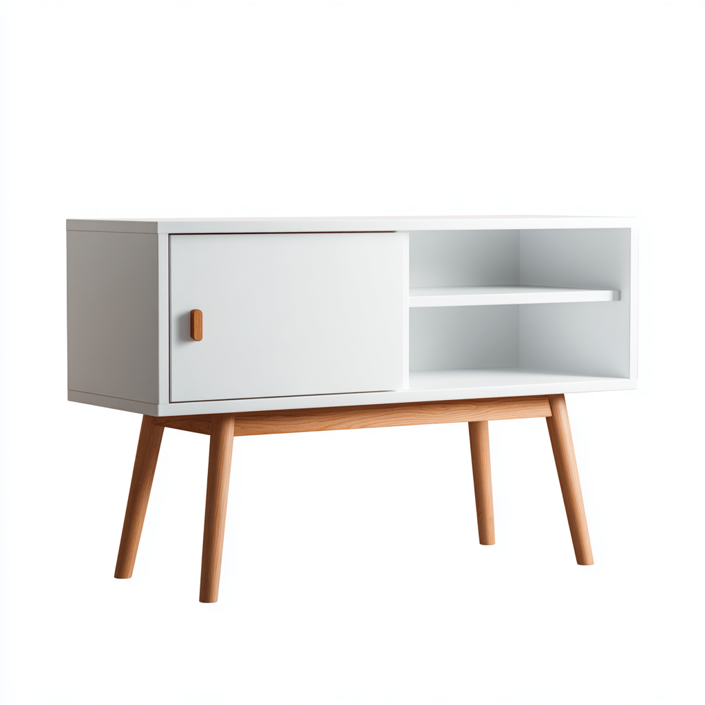 Mobile TV-legno-166x41x57 cm-bianco-design nordico-Nestgetly