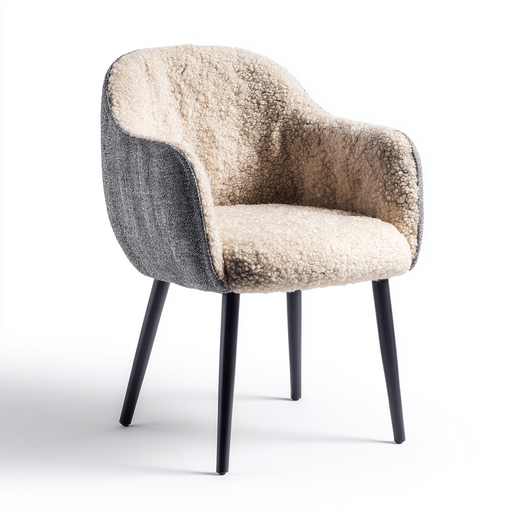 Poltrona-Tessuto-Metallo-62x60x80 cm-Beige Grigio-Design moderno-Nestgetly