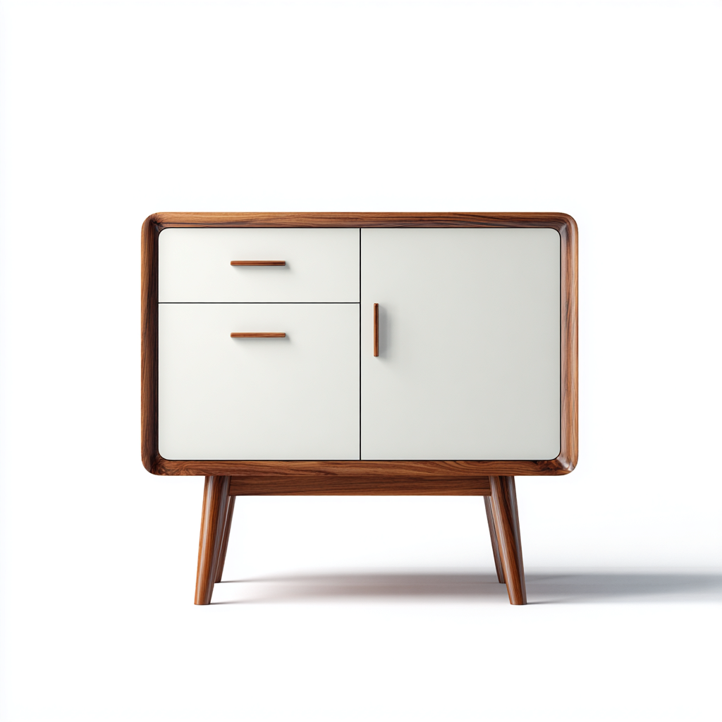 Credenza - Legno - 112x42x78 cm - Bianco-Naturale - Stile vintage-Nestgetly