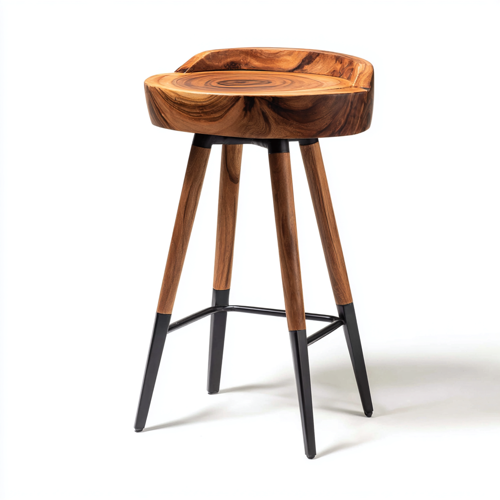 Sgabello da bar-legno-metallo-38x38x76 cm-naturale-nero-industriale-Nestgetly