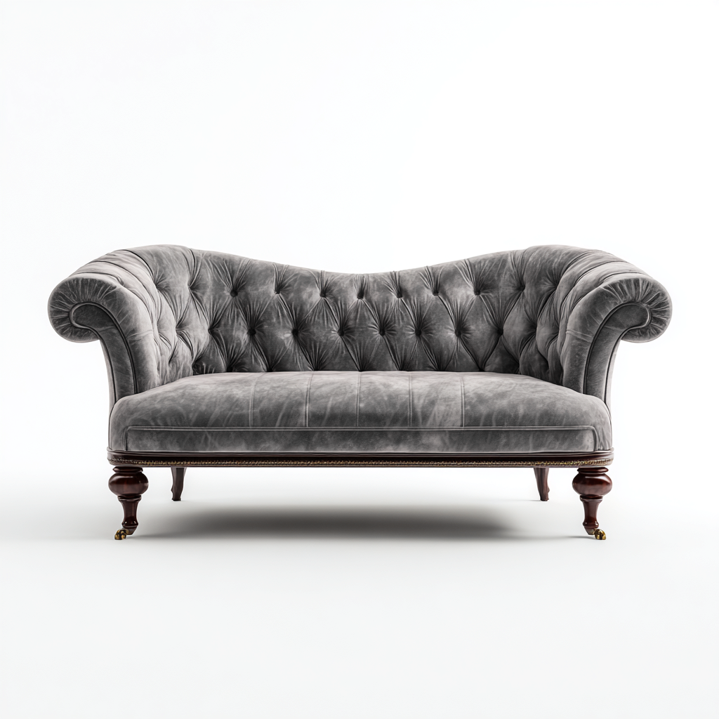 Divani a 3 posti-tessuto velluto-legno-230x100x85 cm-Grigio-stile classico-Nestgetly