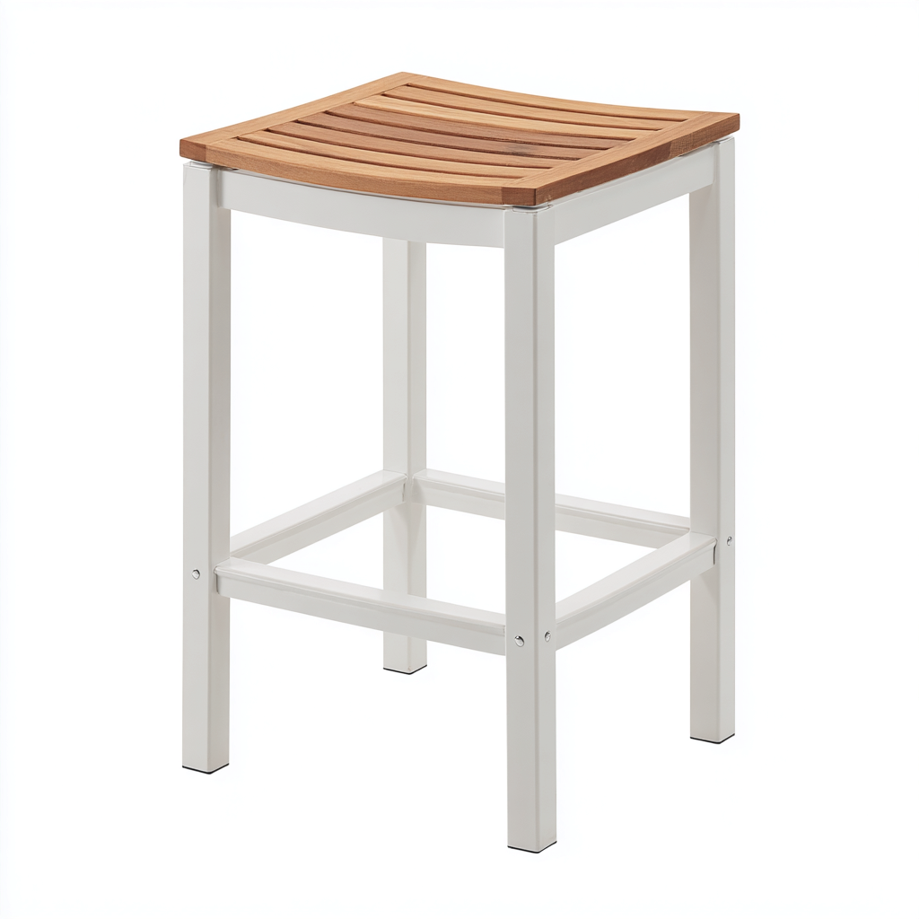 Sgabello da bar-legno-metallo-40x40x75 cm-bianco-naturale-minimalista-Nestgetly