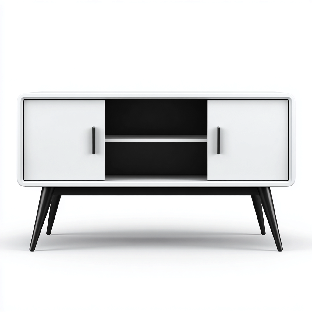 Mobile TV-legno-metallo-162x44x56 cm-bianco-nero-design moderno-Nestgetly