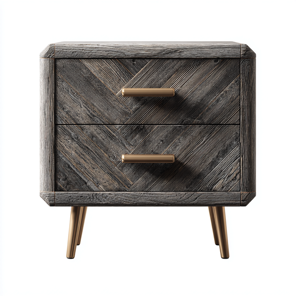 Comodino-legno-metallo-48x38x52 cm-grigio-moderno-Nestgetly