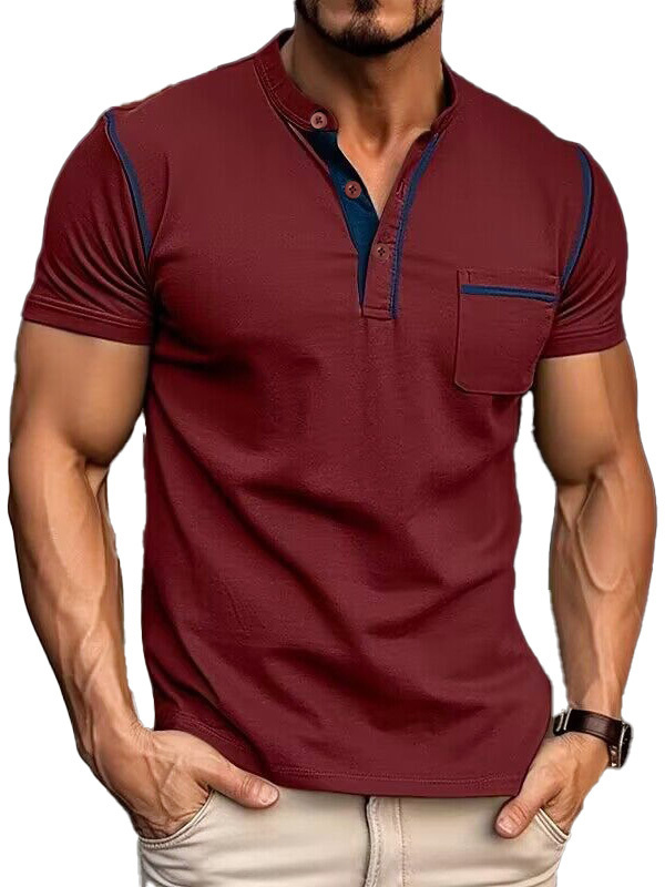 Men's Fashion Cotton Short Sleeve Henley Shirt