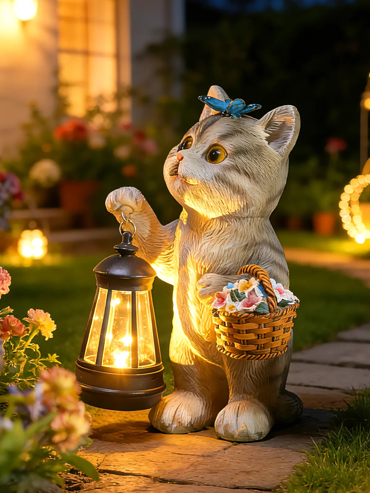Solar Garden Decor Elephant Statues with Guitar Lights