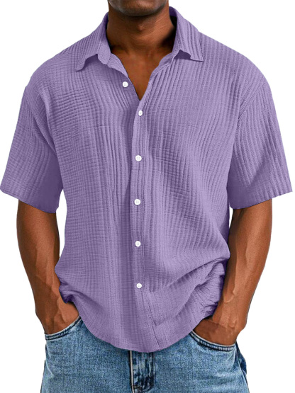 CLEARANCE🔥 Men's Casual Loose And Comfortable Textured Short-sleeved Shirt