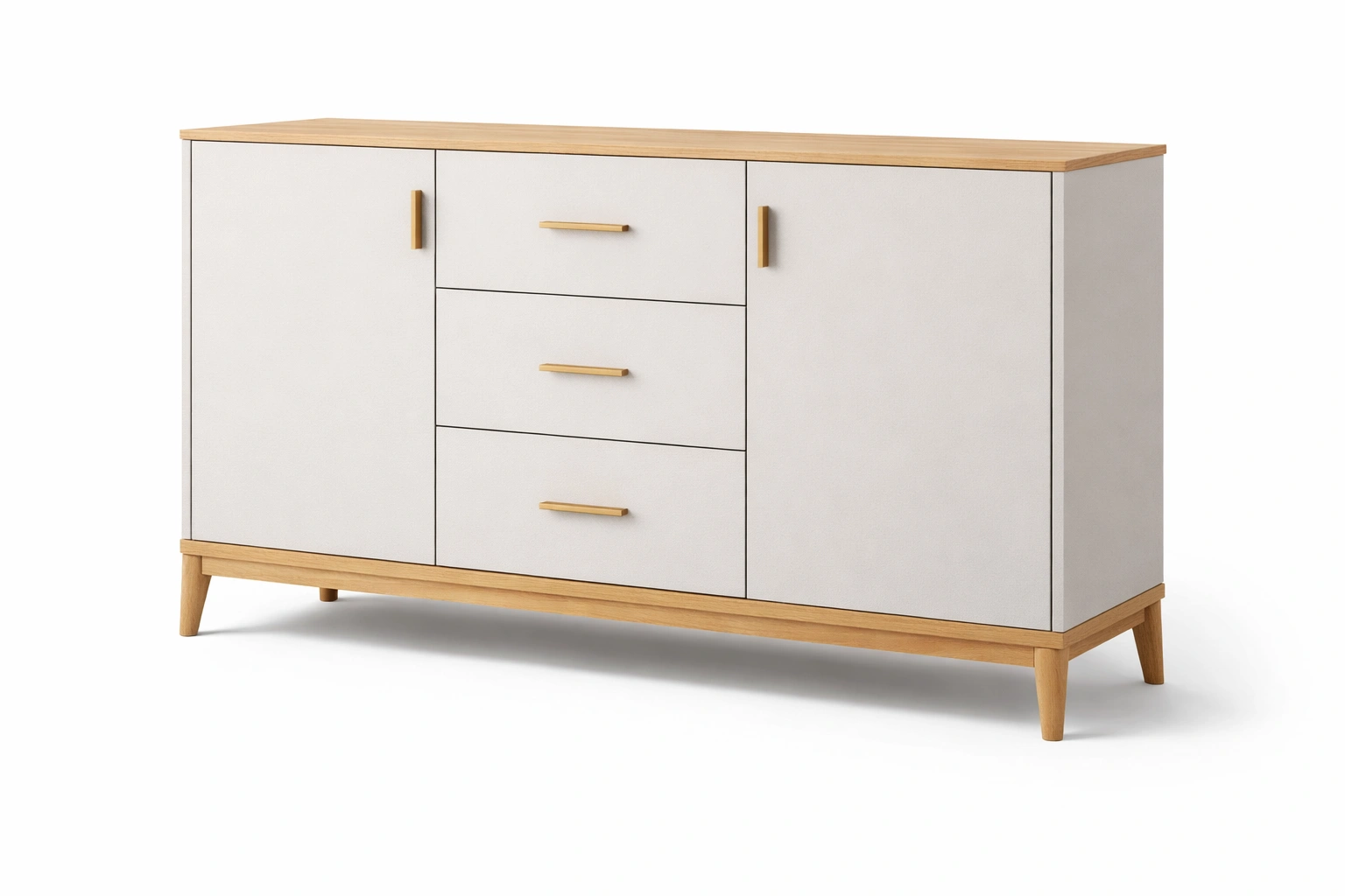 Buffet blanc bois clair tiroirs et portes style scandinave-Velravo