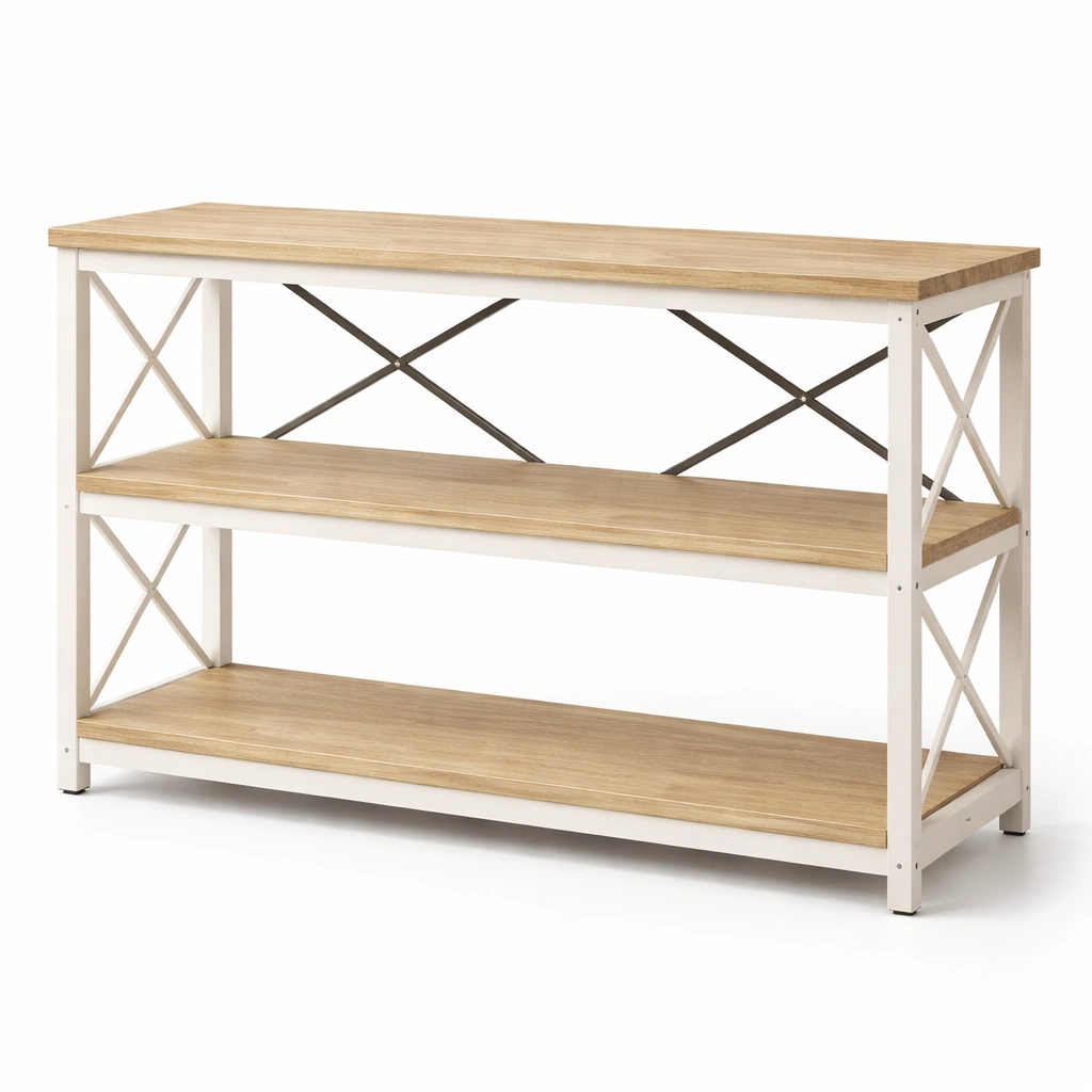 Console etagere bois metal style industriel moderne-Velravo
