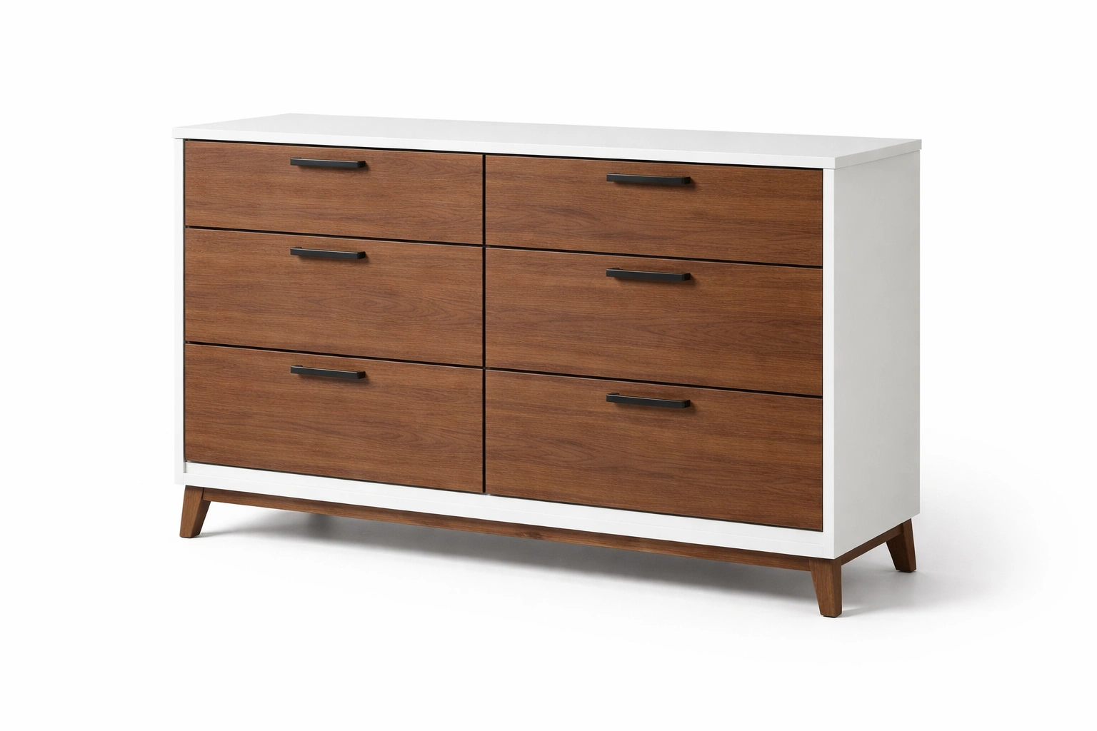 Commode bois et blanc six tiroirs style contemporain-Velravo