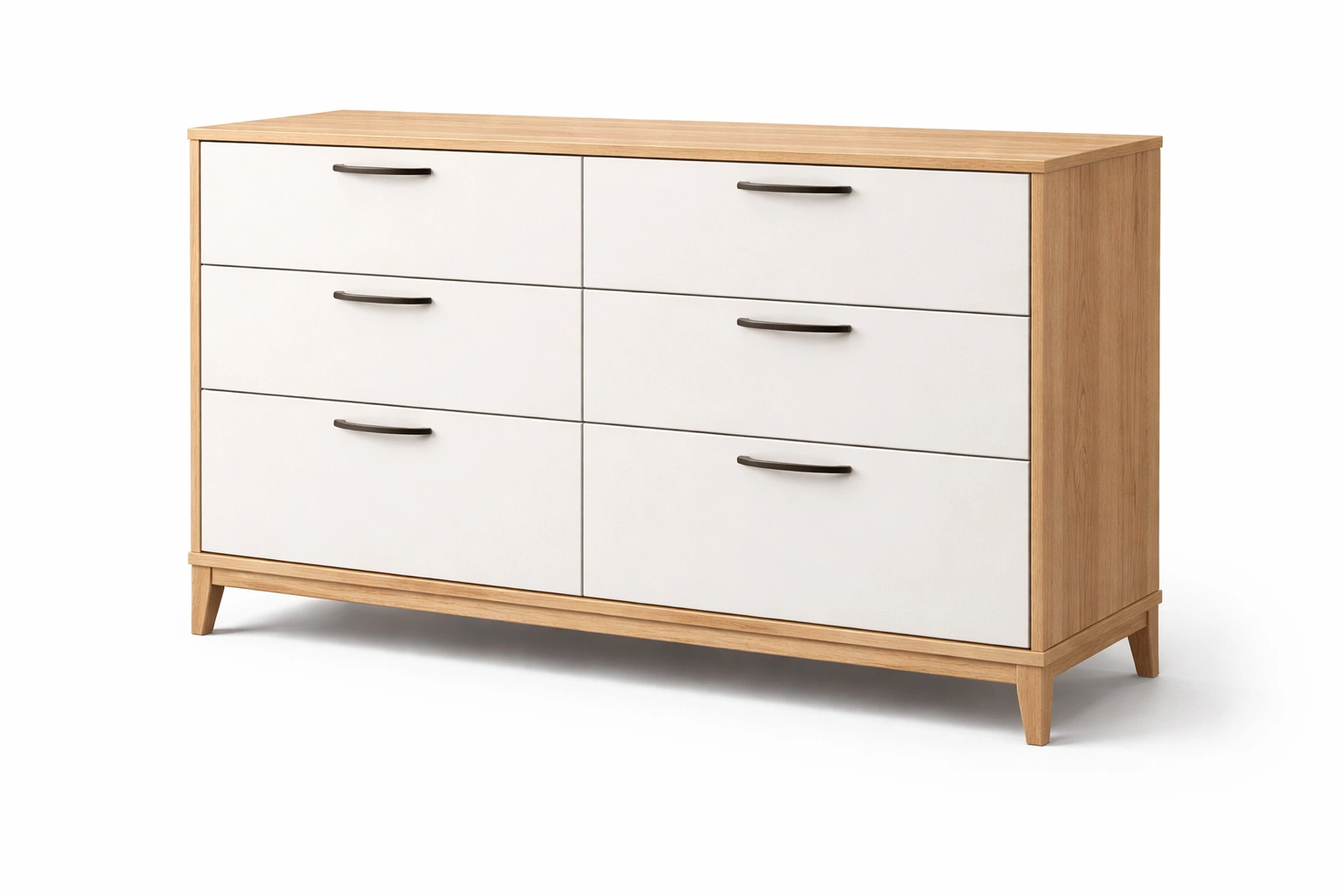 Commode bois et blanc six tiroirs style moderne minimaliste-Velravo