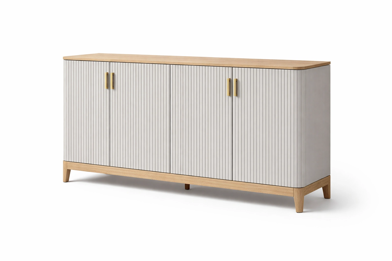 Buffet blanc nervure portes battantes style scandinave-Velravo