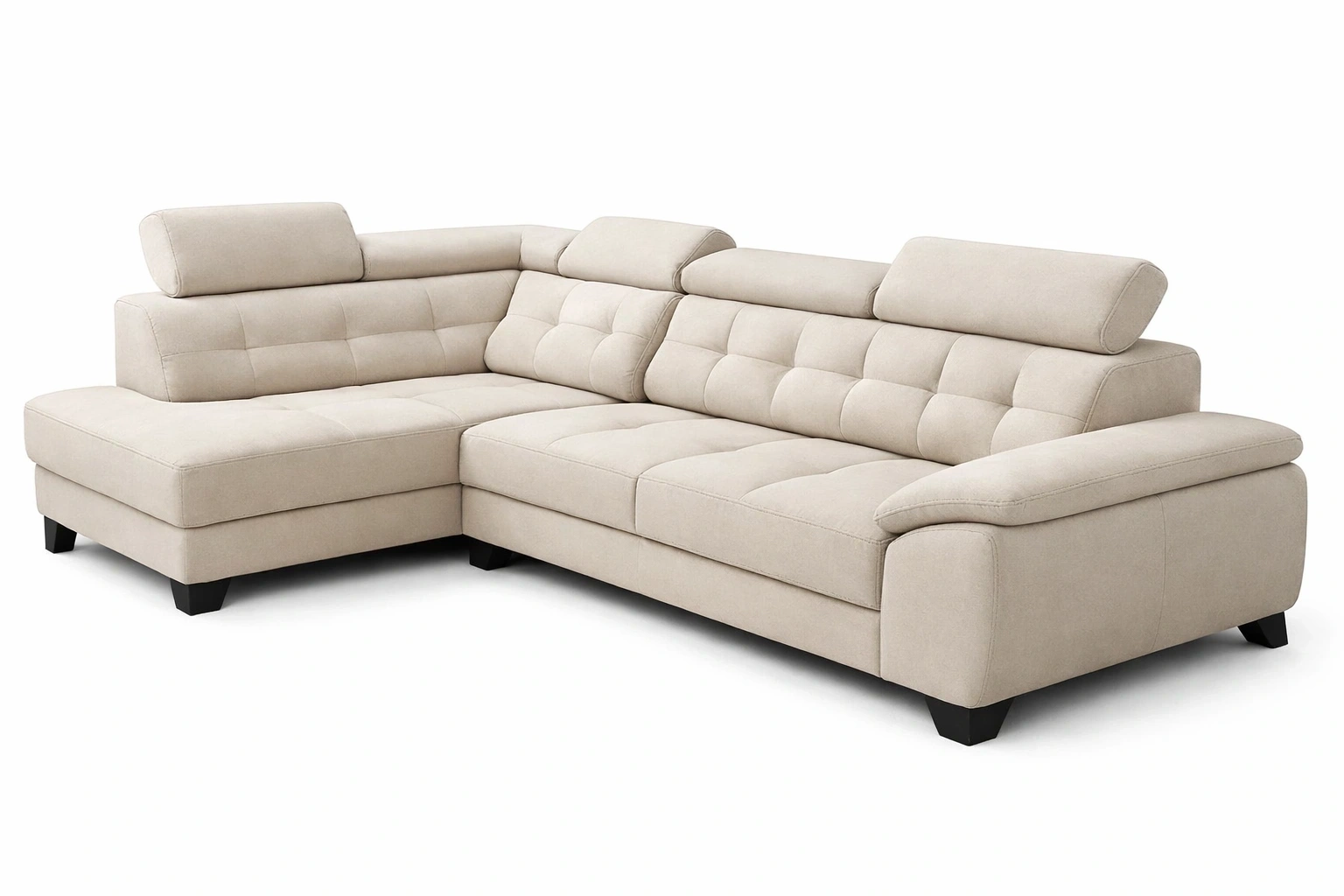 Canape angle beige avec tetiere reglable style moderne salon-Velravo