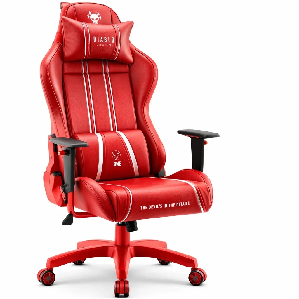 Chaise gaming rouge dossier ergonomique avec coussin et roulettes-Velravo