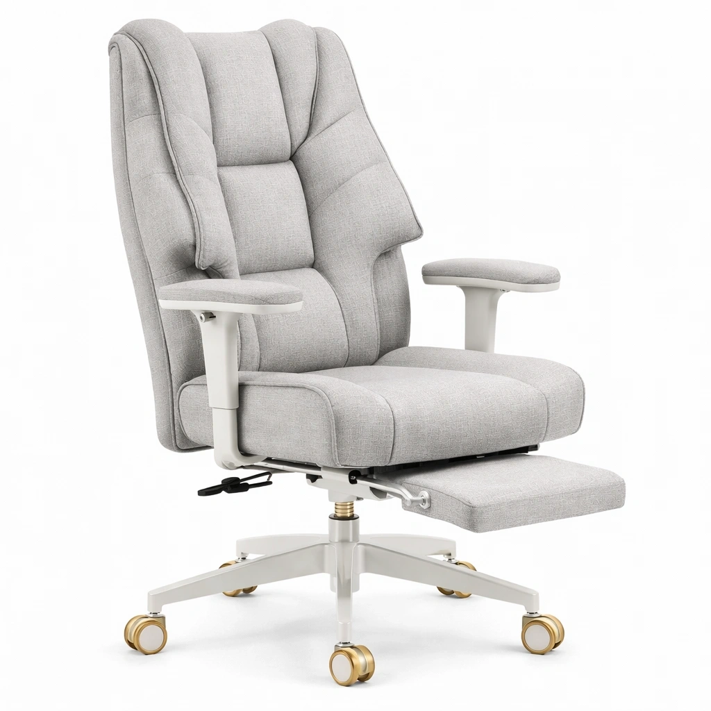 Fauteuil bureau gris avec repose pied dossier inclinable confortable-Velravo