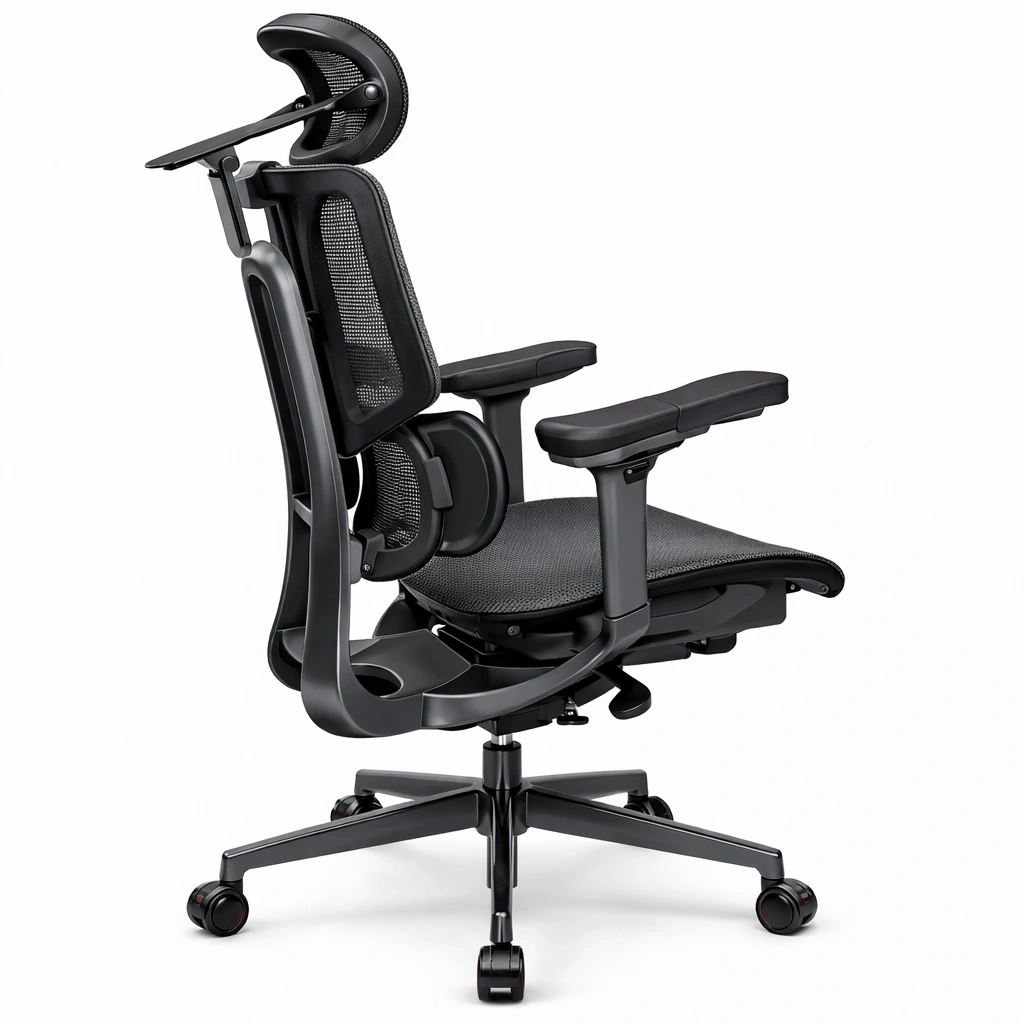 Chaise bureau noir ergonomique dossier maille avec accoudoirs reglables-Velravo