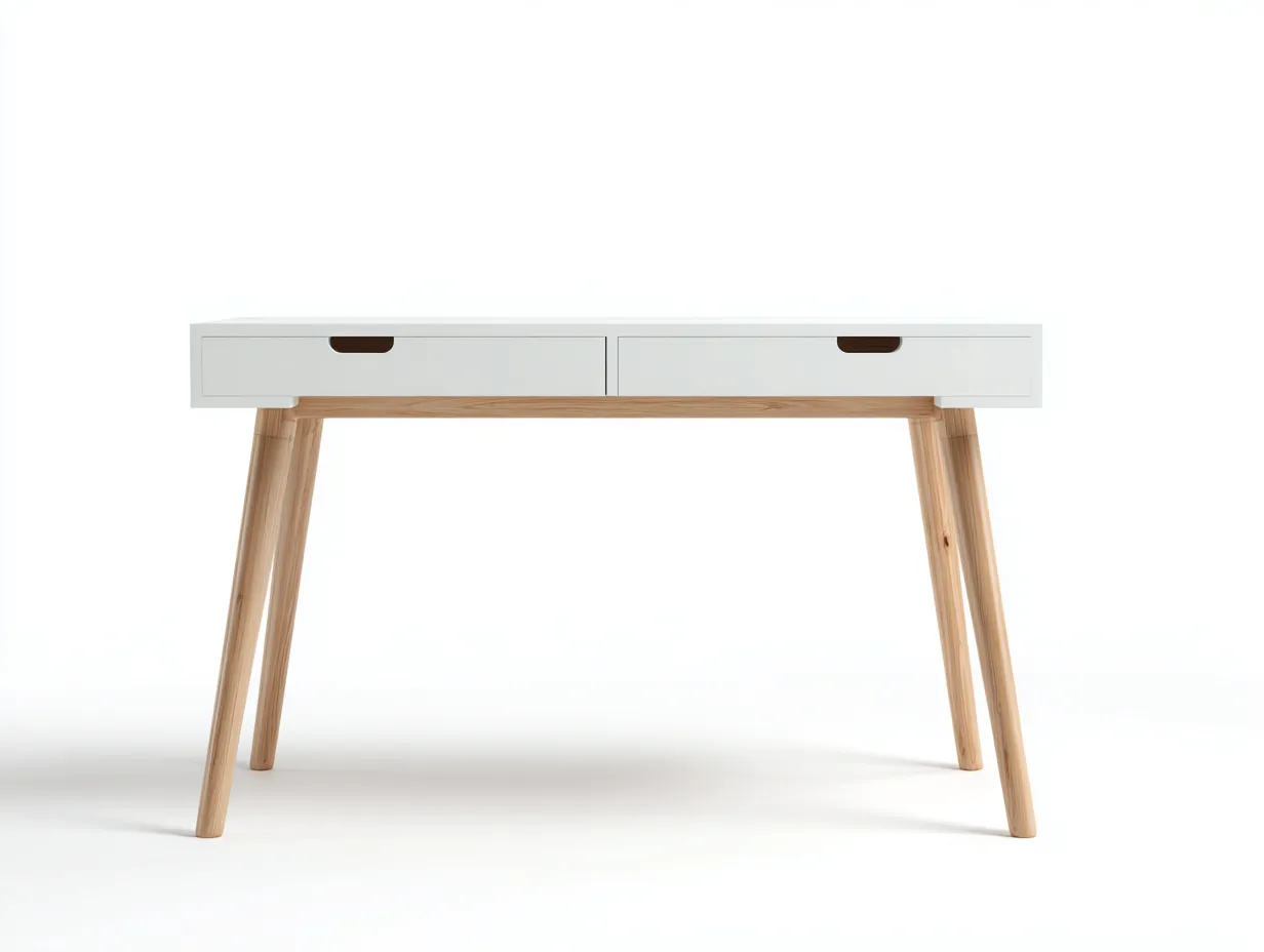 Schreibtisch-Holz-MDF-118 x 58 x 75 cm-Weiß-Eiche-Skandinavischer Arbeitsstil-Casauplab