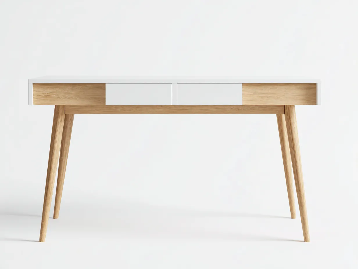 Schreibtisch-Holz-MDF-120 x 60 x 75 cm-Weiß-Eiche-Skandinavischer Stil-Casauplab