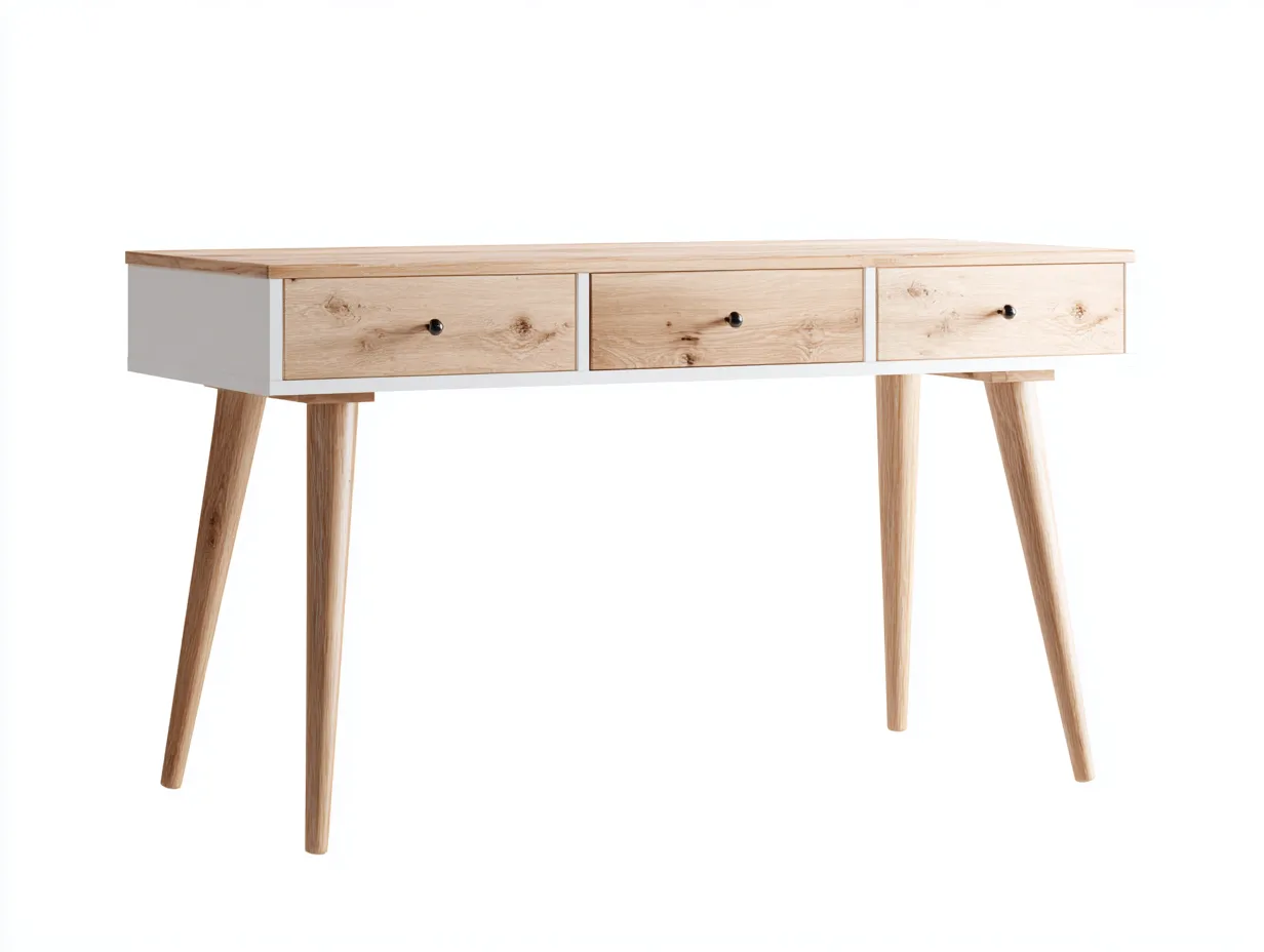 Schreibtisch-Holz-MDF-145x60x75 cm-Weiß-Eiche-Modernes Design mit Schubladen-Casauplab