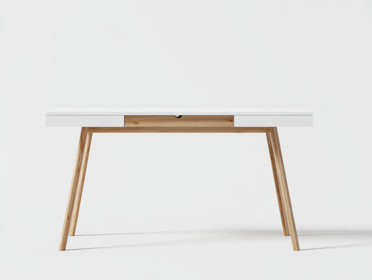 Schreibtisch-Holz-MDF-120x60x75 cm-Weiß-Eiche-Modernes Design mit Schublade-Casauplab