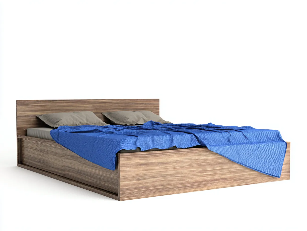 Camas dobles de madera con almacenamiento 210x170x95 cm - marrón - diseño moderno-Nookgetden
